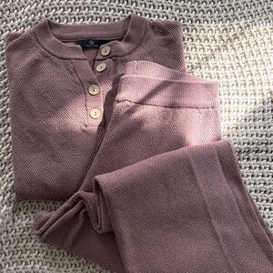 Amazon Women's Button-Detail Sweater Set in Dusty Rose